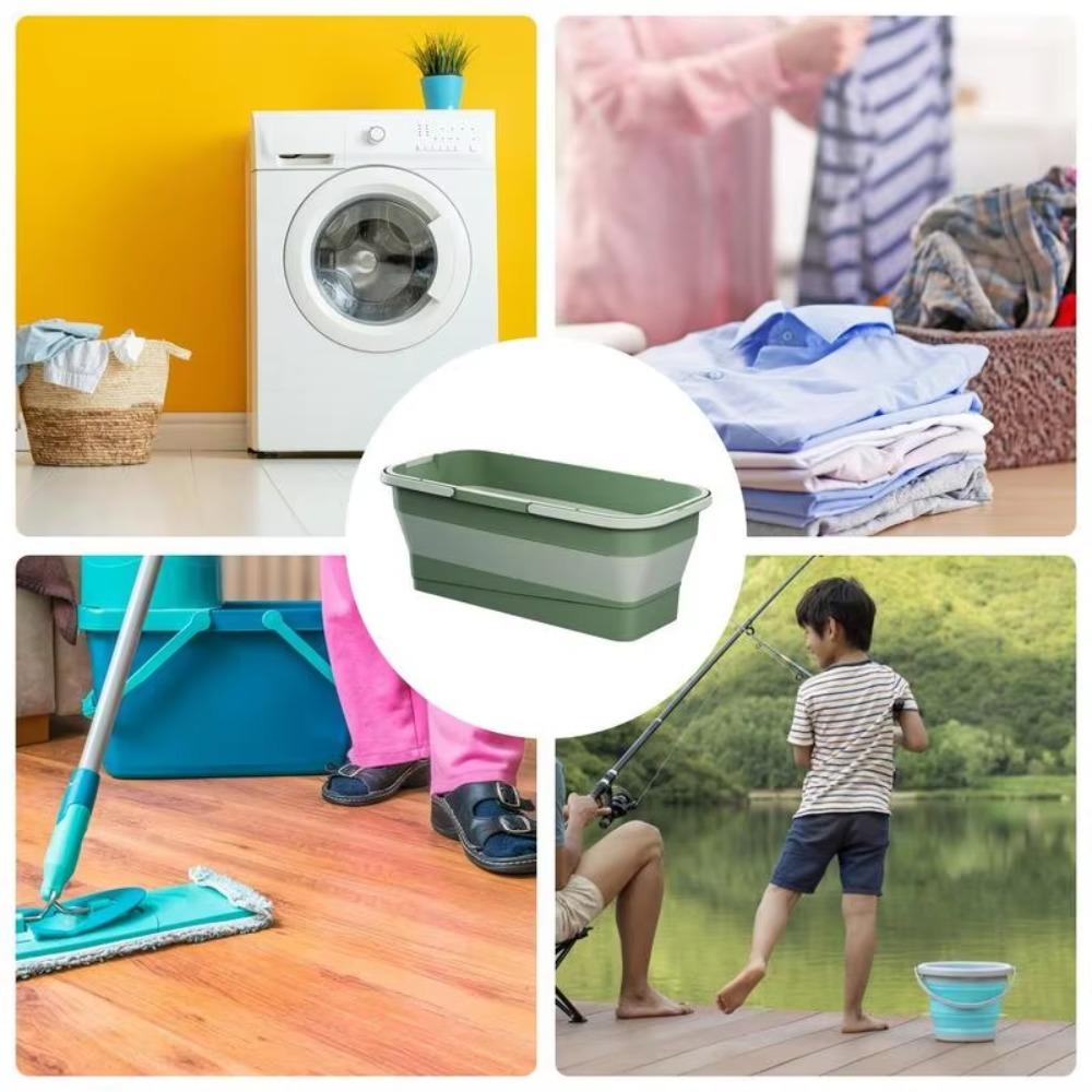 Rectangular Laundry Barrel Space-Saving Washing Basin Foldable Mop Bucket Car Wash