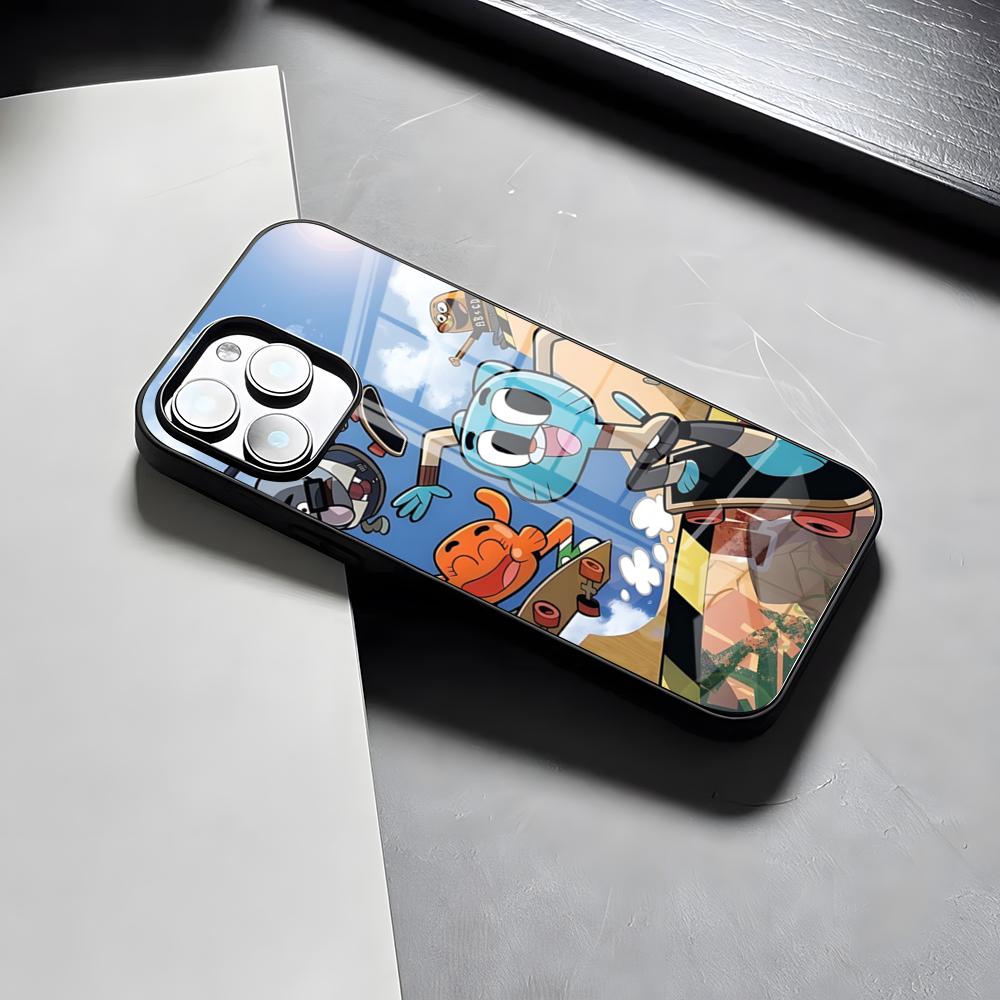 

The Amazing World Gumball Anime Phone Case For IPhone 17 Pro Max 15 Pro 16 14 Plus 12 13 Mini 11 Pro Shockproof Glass Cover iPhone11 ProMax