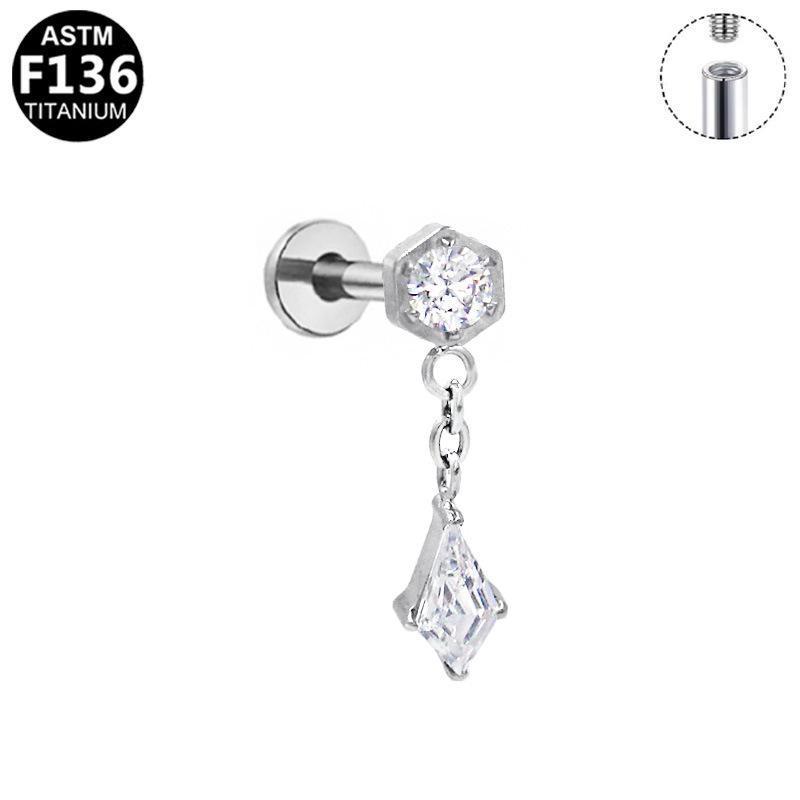 Titanium F136 Opal Stud Earrings - Flat Bottom, Internal Thread, Fashionable, Best-selling.