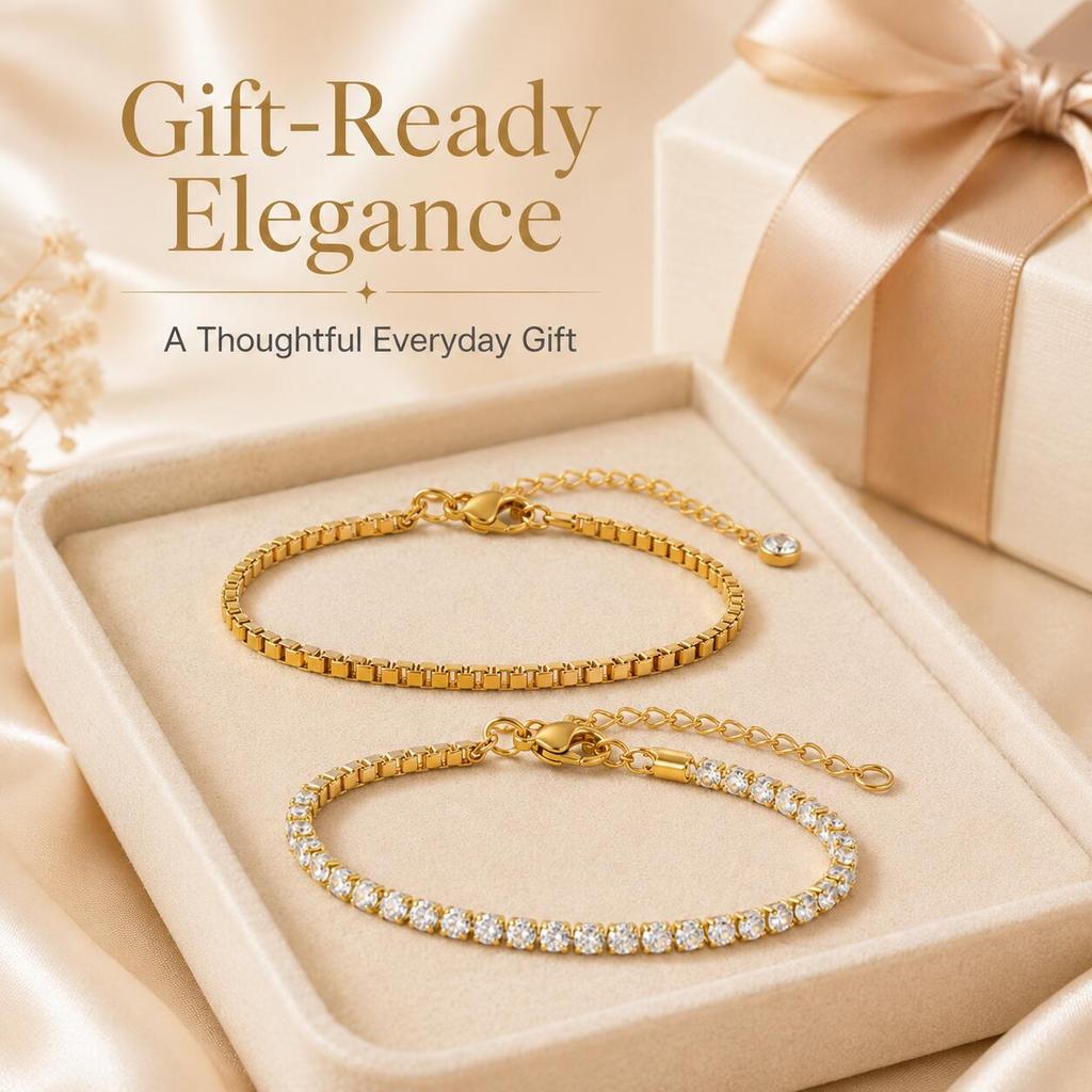 Stacking Bracelet, Gold Color Adjustable Link Chain Bracelet Set, Minimalist Women Waterproof Jewelry