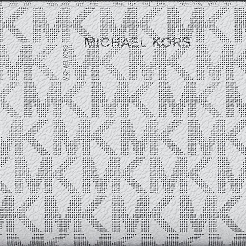 Michael Kors Herrajes chapados en gunmetal COOPER, cartera de lona recubierta y poliéster y PU, mismo estilo para hombres y mujeres, modelo de pareja, blanco brillante