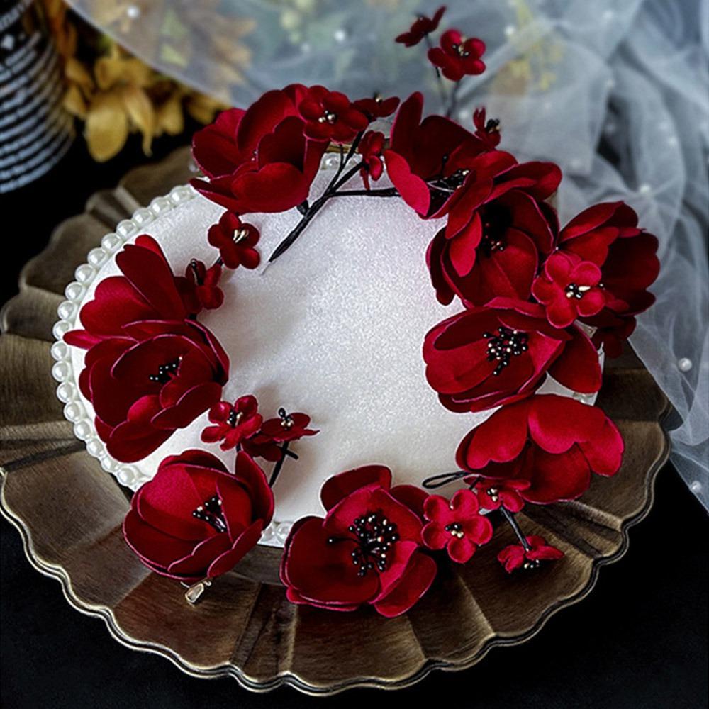 

Ручная работа Свадебные повязки на голову Изысканные свадебные головные уборы Модные свадебные повязки для волос Аксессуары для волос красный