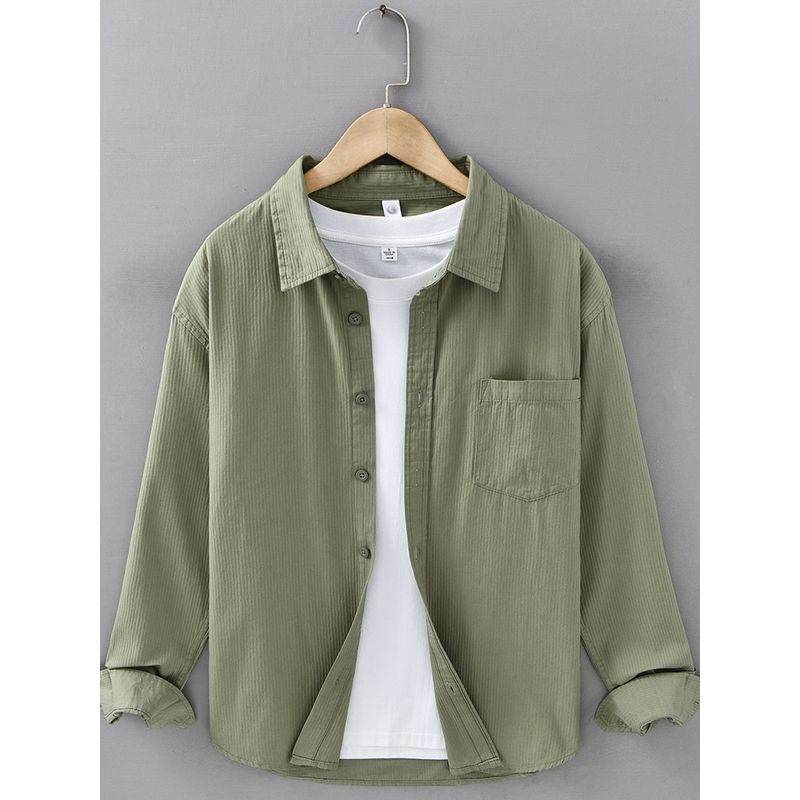 Spring and Autumn New Style Simple and Fashionable Long-Sleeved Shirt for Men, Pure Cotton Washed, High-Quality, Loose, Casual and Versatile Shirt