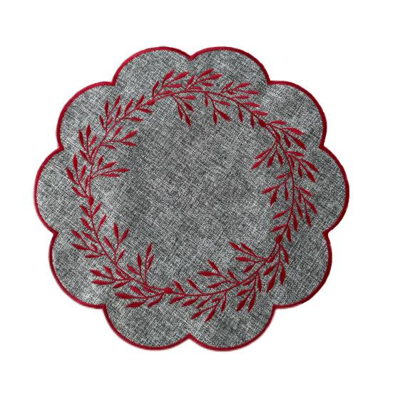 

14.96 Placemat with Wavy Lace Embroidered Design Dining Mat Insulated Non-Slip Oil-Resistant Easy Clean Table Mat for Kitchen Restaurant B