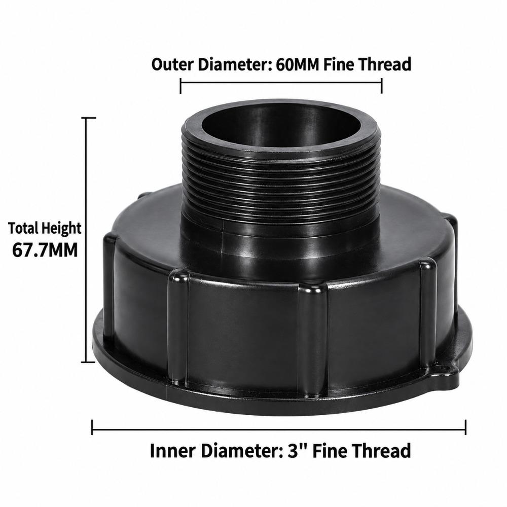 S60 Thread IBC Tank Adapter Black Barrel Connector New Tank Coupling  For IBC Water Tank