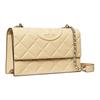 TORY BURCH Fleming Diamond Pattern Embossed Double T Leather Crossbody Shoulder Bag Medium Women's Vanilla White 164799-700