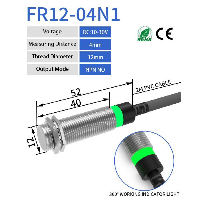 GTRIC Long Distance Inductive Sensor Metal Proximity Switch M12 NPN PNP NO NC 10-30V DC Flush Non-Flush Sensing Range 4mm 8mm