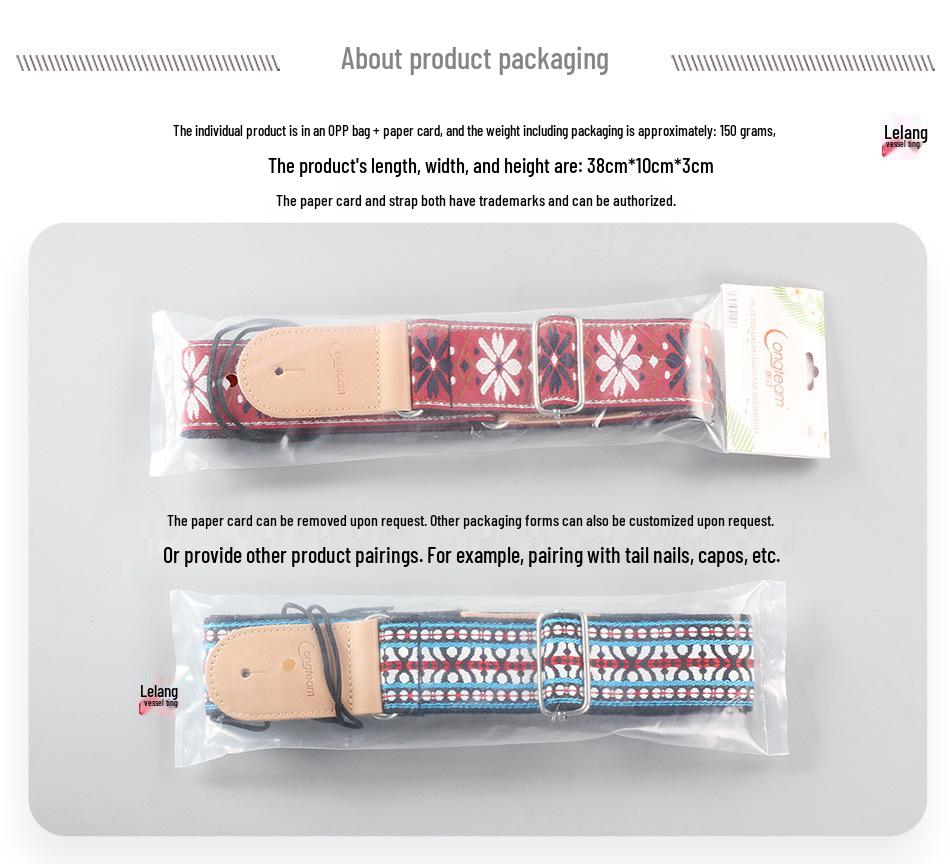 Ethnic Style Embroidered Guitar Crossbody Shoulder Strap for Acoustic and Electric Guitars.