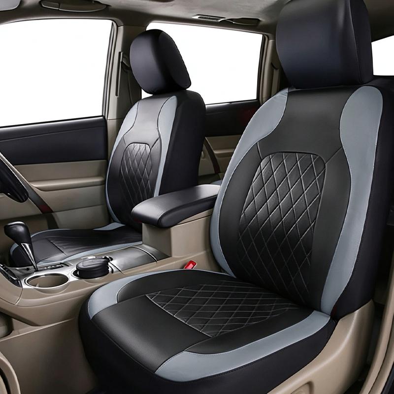 Universal Car Seat Covers PU Leather Rhombus Quilted Stitch Line Auto Seat Cushion Protector