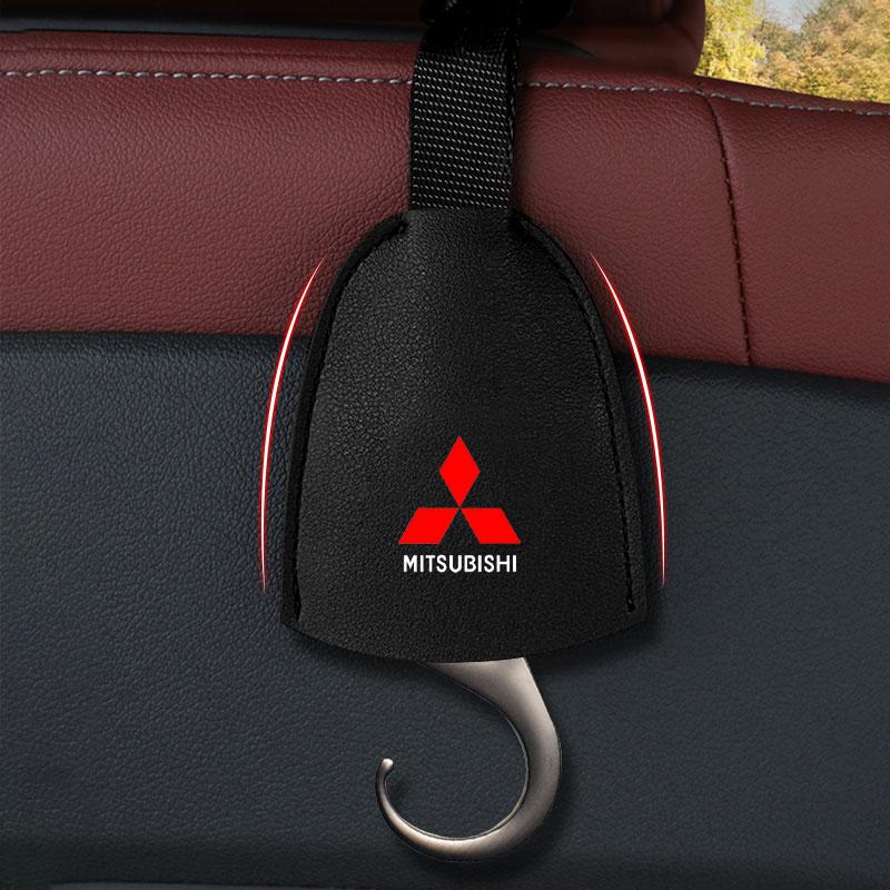 Leather Car Seat Back Hooks Portable Hanging Bag Rack For Mitsubishi ASX Lancer L200 Pajero Sport Attrage Mirage Eclipse