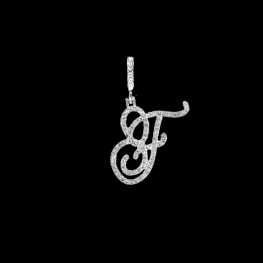 Collana Pendente Lettera Iniziale Z in Corsivo con Zirconi alla Moda per Donna Collana con Cordino Alfabeto in Cristallo Lucido Gioielli Hip Hop