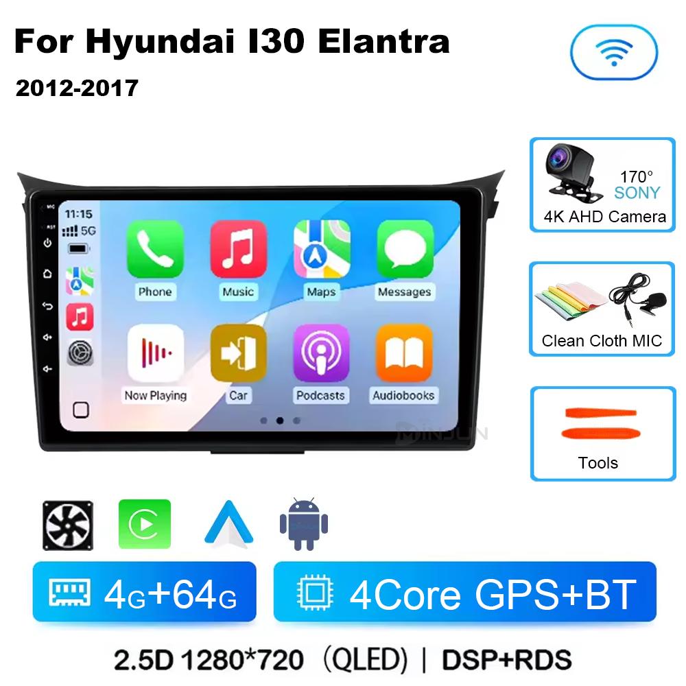 Android 14 Carplay Auto WIFI+4G For Hyundai I30 Elantra GT 2011 -  2015 2016 Qualcomm Car Radio Multimedia Player Stereo GPS DSP