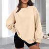 2025 Autumn/Winter Women's Solid Color Round Neck Casual Hoodie