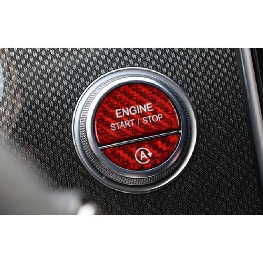 For Benz EQE EQS 22-23 Red Carbon Fiber Start Button Ignition Switch Cover Trim