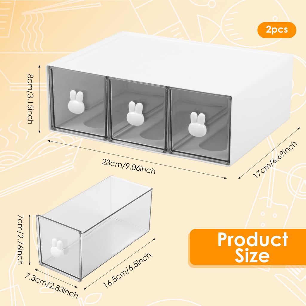 Tea Bag Holder Plastic Tea Box with 3 Drawers Stackable Tea Bag Organizer for Countertop Holds Sugar Packets Tea Storage Box