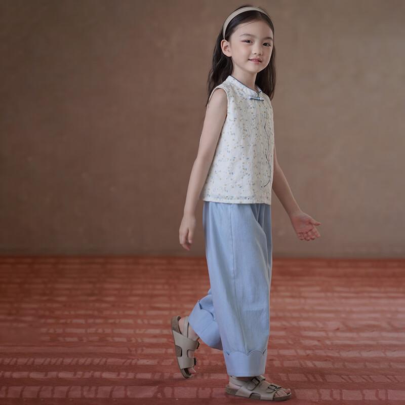 Hacikis Girls' New Chinese Style Qipao Collar Sleeveless Top