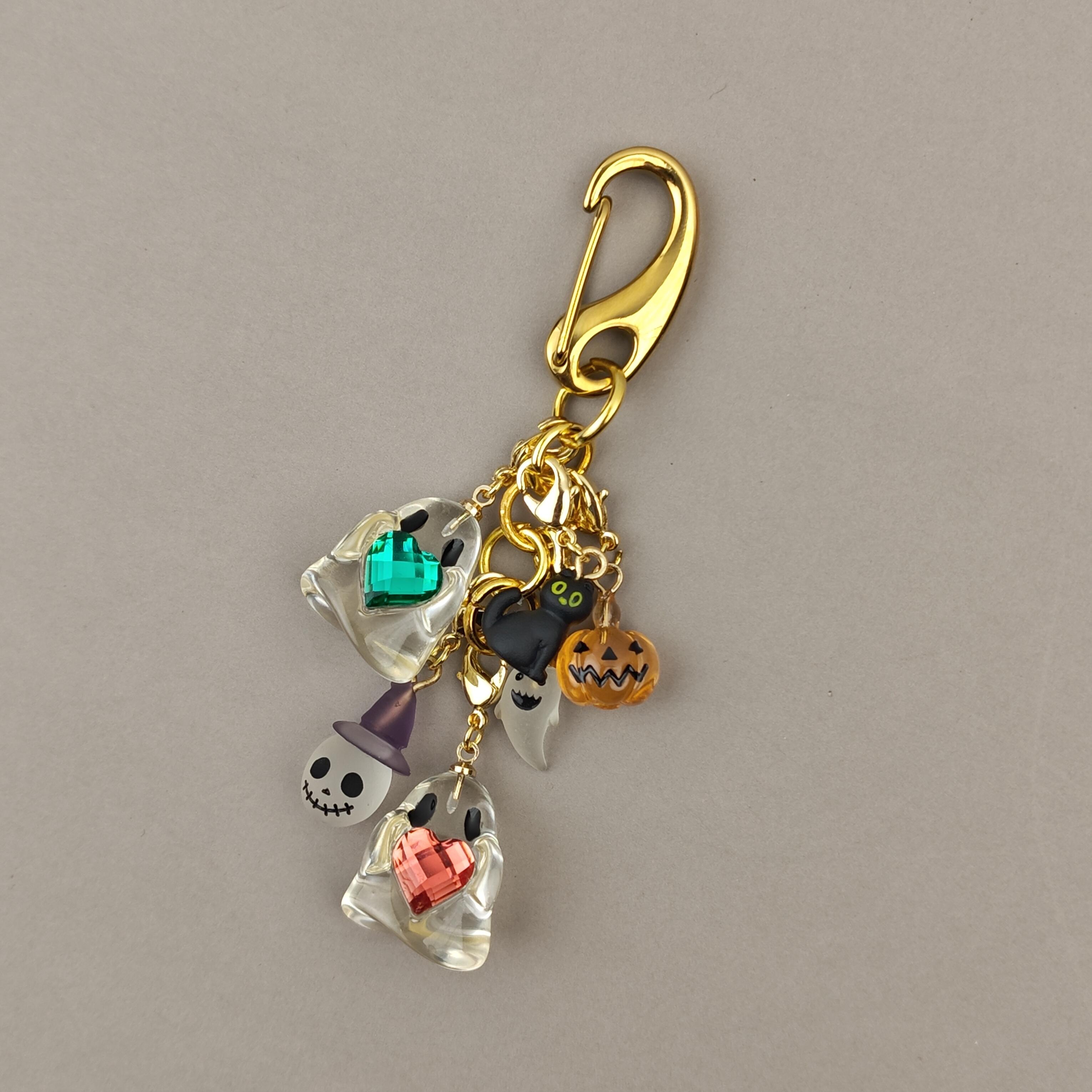Хэллоуин Брелок из смолы Тыква Призрак Черная кошка Креативный кулон Шарм для сумки Украшение Аксессуары золотой