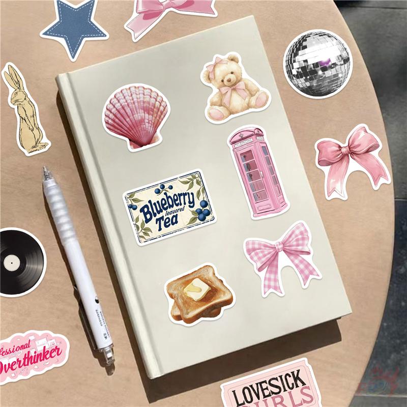 50Pcs/Set Retro Pink Junk Diary Stickers DIY Fashion Waterproof Doodle Decals Stickers