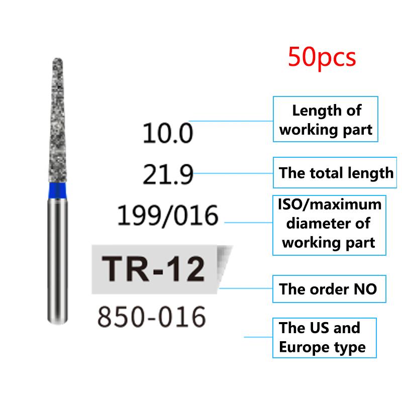 50Pcs Dental Diamond Burs Drill FG 1 6Mm For High Speed Handpiece Denspay Polishing Whitening Lab Material