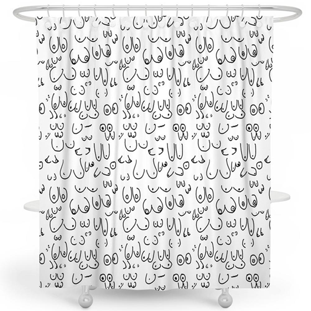 Rideau de douche Sexy Boobs Sein Féminin Féministe Motif Sein Sans Couture Rideaux de Salle de Bain Polyester Écran de Salle de Bain Avec Crochets