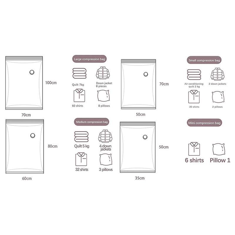 2025+ 10PCS Vacuum Storage Bags for Clothes Quilt Space Saver Vacuum Bags for Blanket Including