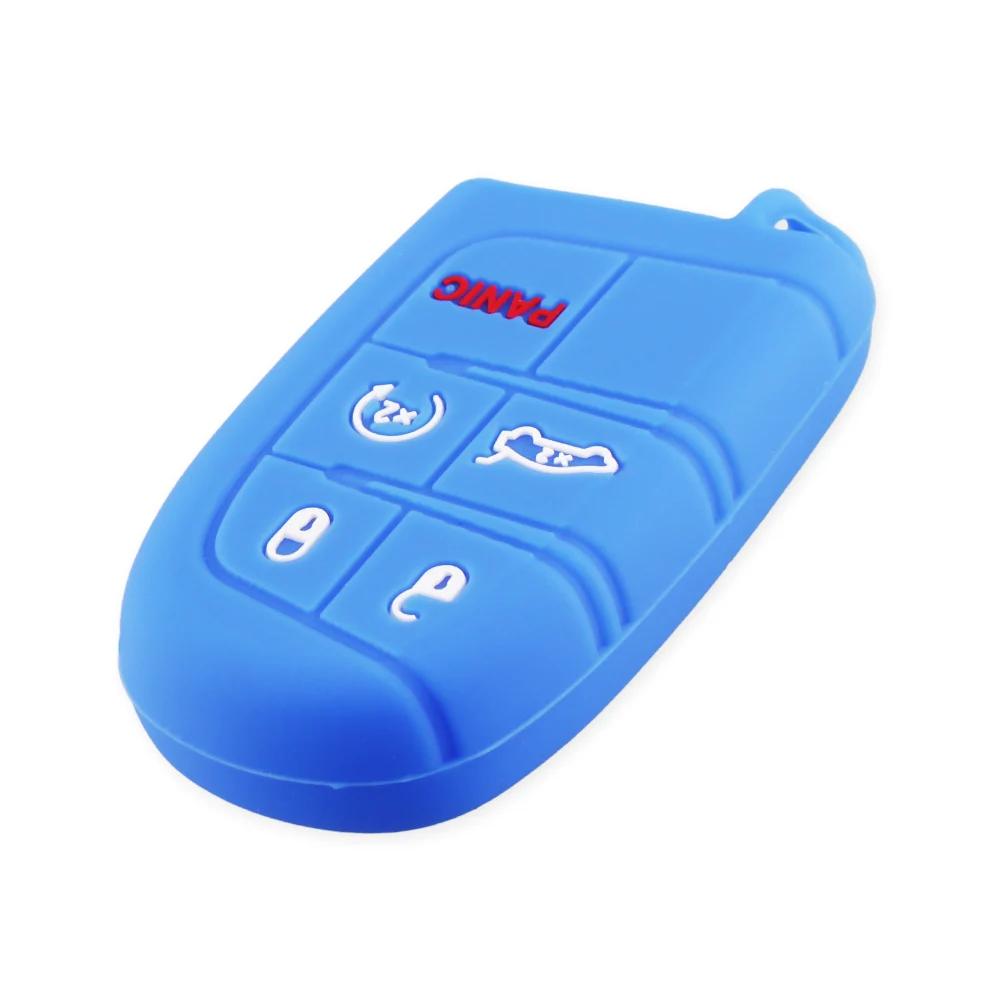 Silicone Car Key Case Cover For Jeep Grand Cherokee Dodge JCUV Dart Journey Chrysler 300C Fiat 5 Button Remote Fob Shell