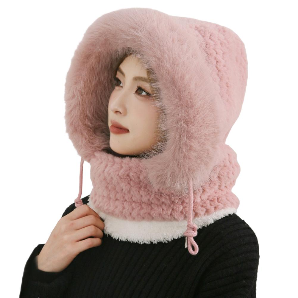 Muffole Ispessite per Ciclismo con Cappello Intrecciato in Peluche, Cappuccio Antivento per Ciclismo, Protezione Auricolare Calda Ispessita Maschera Antifreddo Invernale