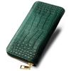 MIKKA Crocodile Embossed Faux Leather Long Wallet for Men and Green Women,