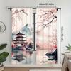 2 szt. Japońskie Zasłony z Motywem Kwitnącej Wiśni i Góry Fuji do Sypialni Salonu Biura Wystroju Domu Design z Tunelami na Drążek