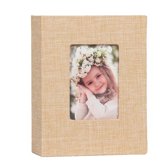 Fotoalbum Leinenbezug Bildalbum mit Frontfenster 100 Fotos 4x6 Einsteck-Fotoalbum Buch für Hochzeit Urlaub Familie Babyfotos