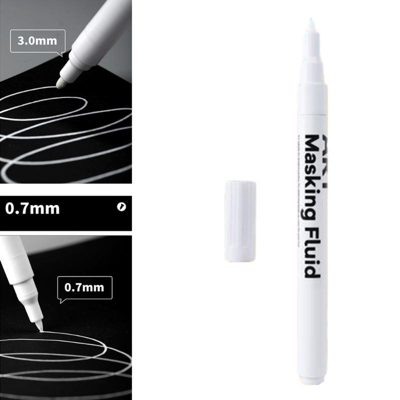White Fluid Pen 3.0mm Broad Tip 0.7mm Fine Tip White Paint Pen for Watercolor Painting Artwork Highlighting