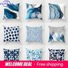 Home Sofa Chair Decoration Set Blue Abstract Geometric Pillowcase Plant Cushion Cover