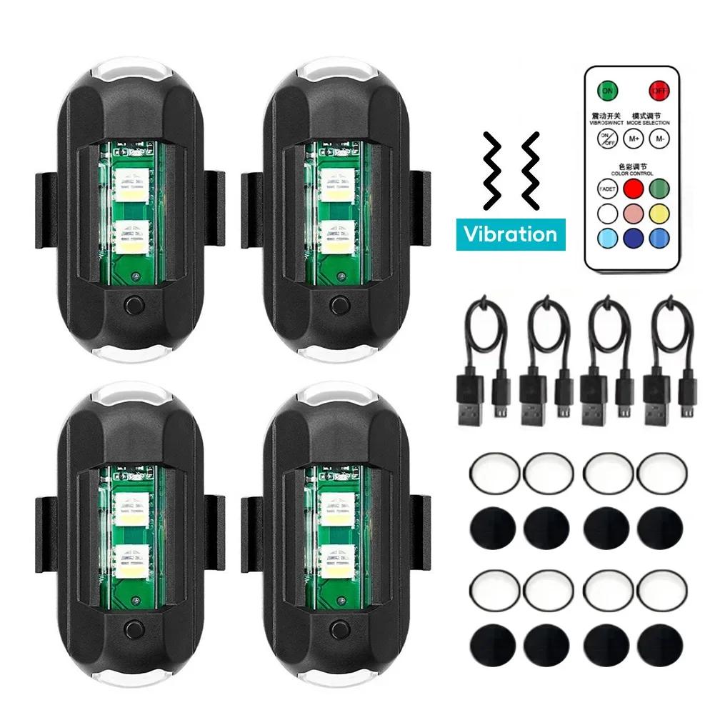 4X LED-uri de la distanță RGB Lumină de avertizare anti-coliziune Mini lumină de semnal magnetică Lampă stroboscopică pentru dronă Indicator de 7 culori Lampă pentru motociclete