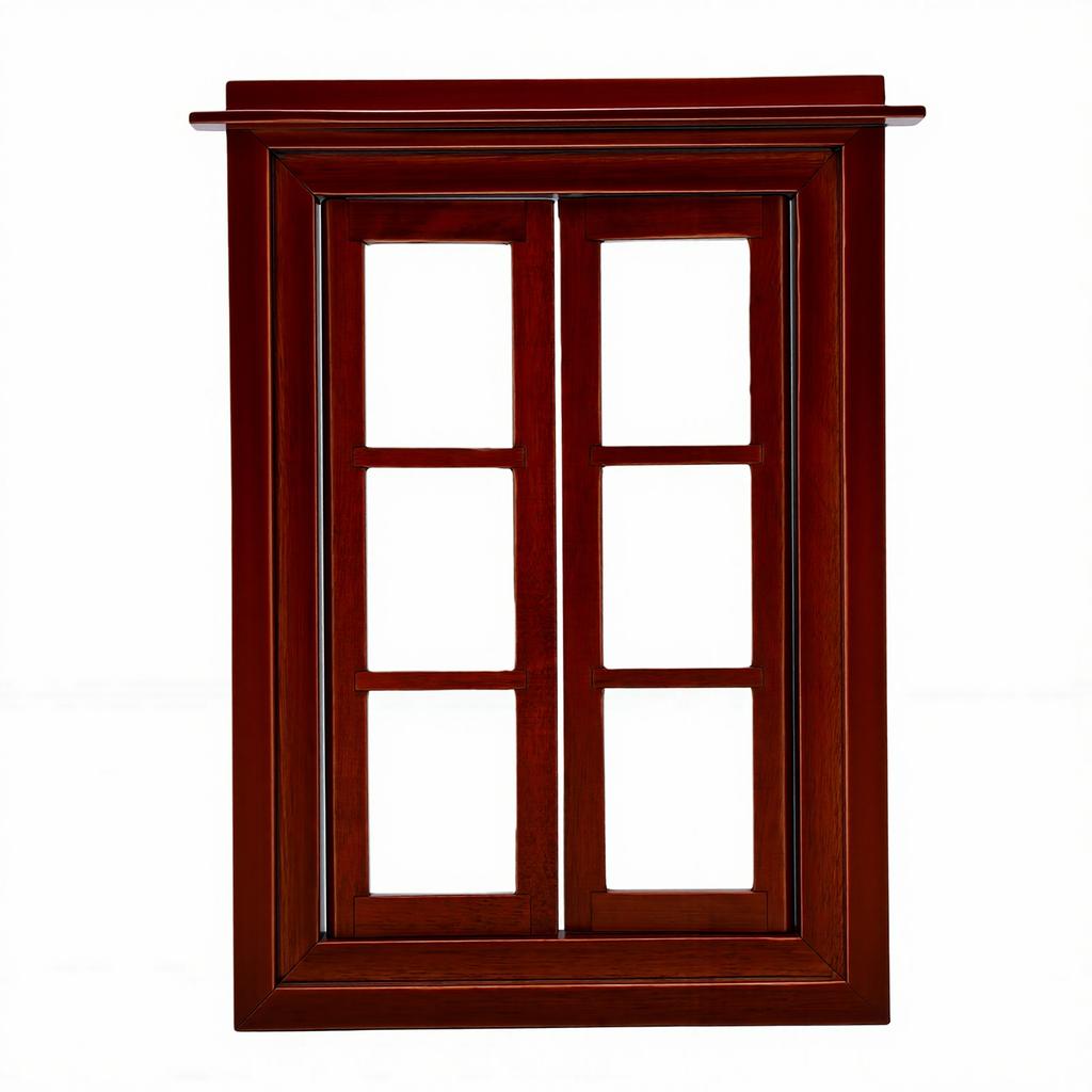 1:12 Dollhouse Windows 6 Pane Miniature Opening Windows Wooden Dollhouse Furniture Chestnut Color