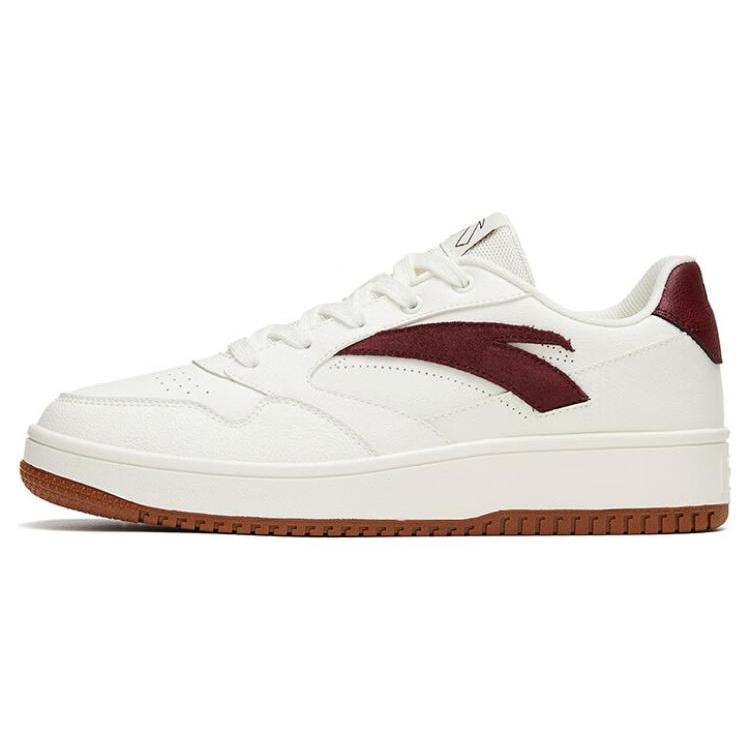 New Anta Life Collection 0 Sensitivity Anti Slip And Wear Resistant Lightweight Low Top Skateboard Shoes Men's White Red 912318060-4