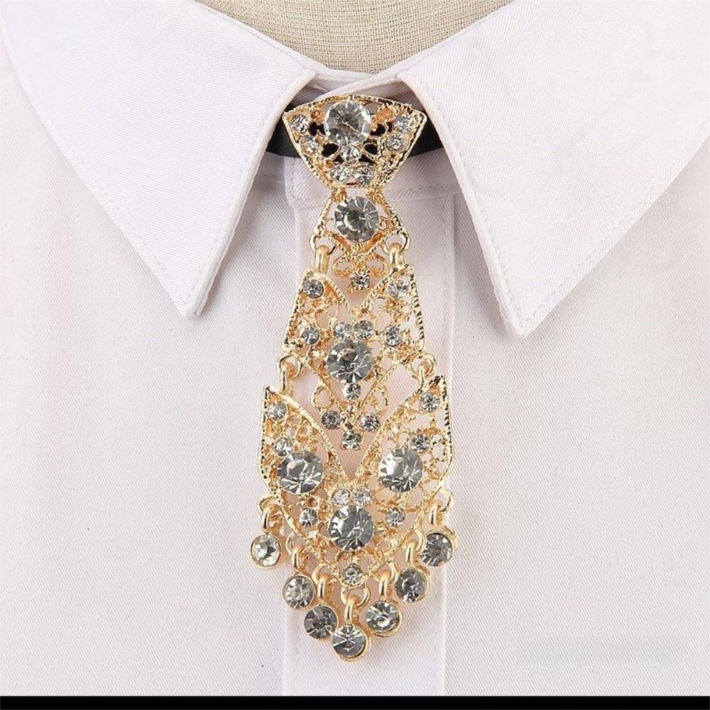 Fashion Rhinestone Tie Short Length Metal Short Tie Special Sparkle Costume Tie  Wine Party