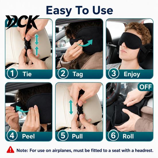 Compact Eye Cushion for Sleep Travel Pillow Airplanes, 360 Degree Airplane Head Strap with 3D Soft Nap Sleeping, No Bobbing Sleeping Aid Essentials