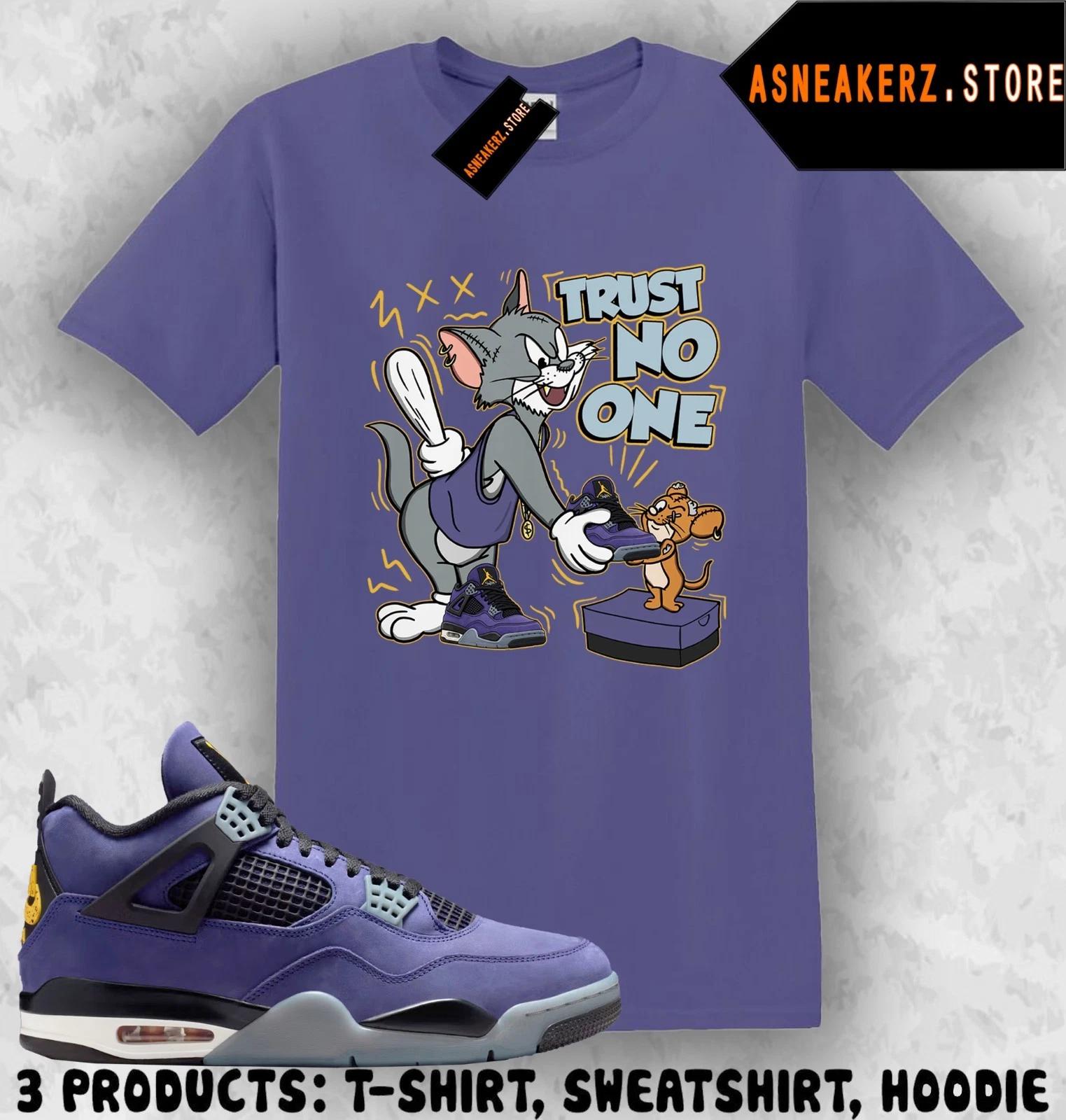 Shirt To Match AJ 4 Lakers Lakeshow 2026 Sneaker Matching Trust No One Cat Mouse M