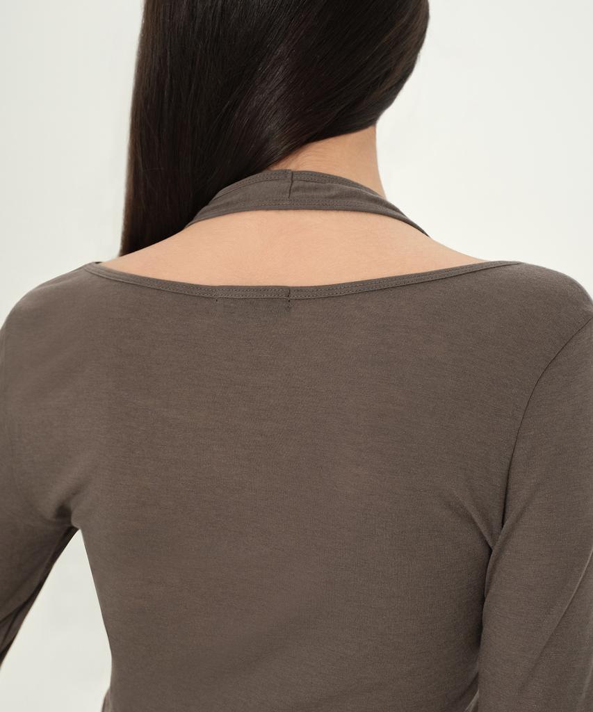 MUSINSA STANDARD WOMAN Women'S Wool Tencel Halter Layered Long Sleeve T-Shirt [Brown]
