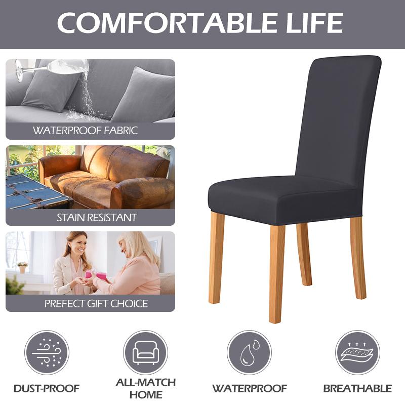 Waterproof Chair Cover Solid Colour Elastic Removable Chair Covers Protector Designed For Living Room Kitchen Area Wedding Dinner Home 11colors