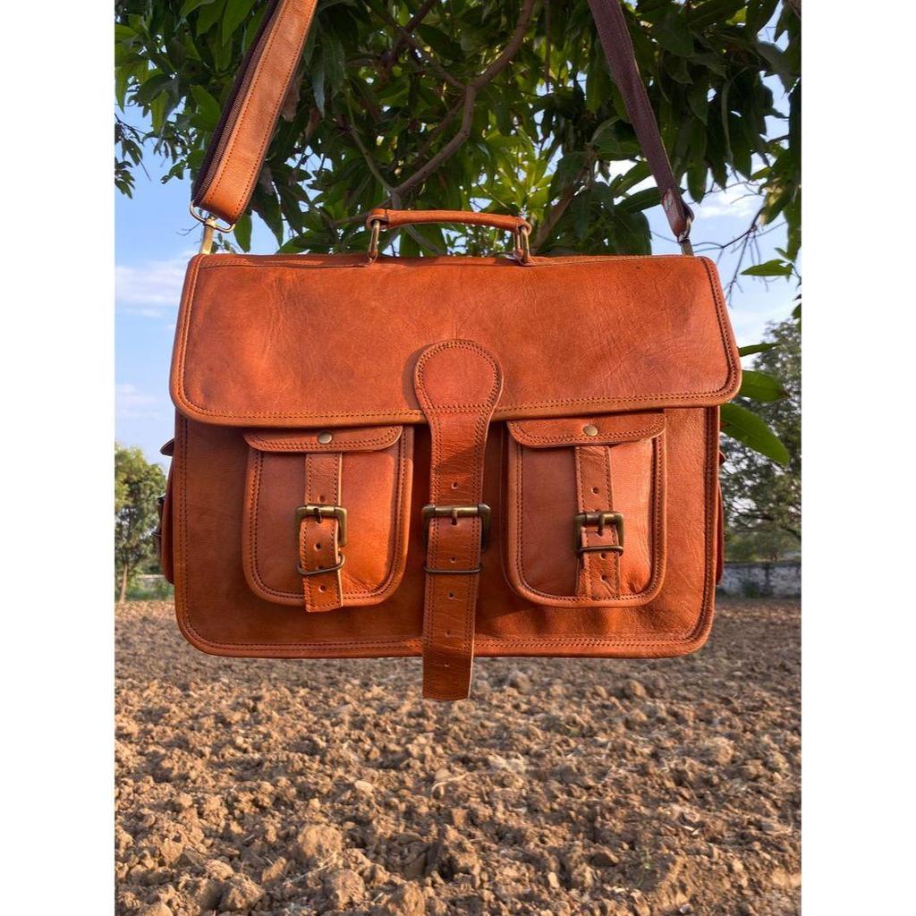 Handmade Leather Messenger Bag: Laptop Briefcase, Crossbody Satchel