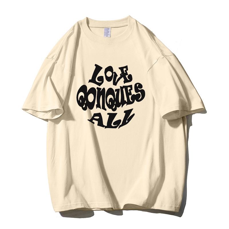 Shellsuning Oversized Letter Graphic T Shirts Men Summer Soft 100% Cotton Short Sleeve Tees Female Trendy Loose High Street Tops