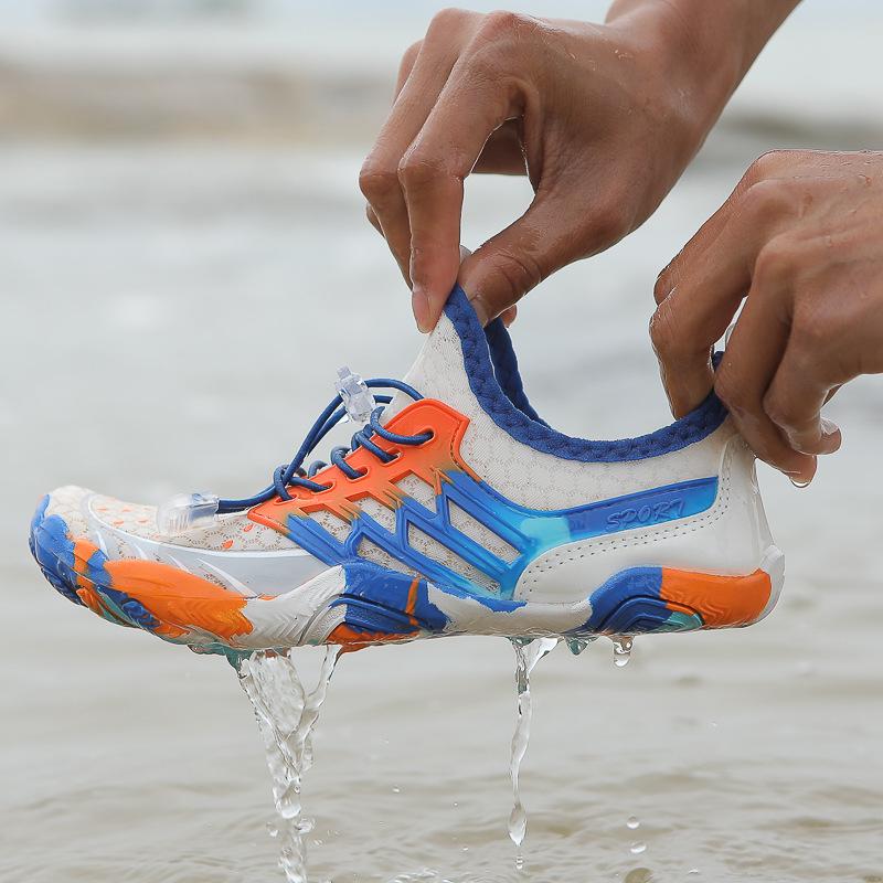 Unisex Five-Toe Quick-Dry Beach & Water Shoes - Non-Slip, Lightweight Sandals for Outdoor Activities 35 белый/синий