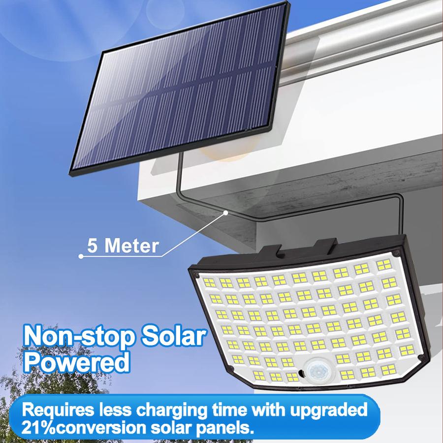 256 LED Solarleuchten Bewegungssensor Solarbetriebene Flutlichter Wasserdichte Solar-Sicherheitswandleuchte 3 Modi Außen Hinterhof Garten