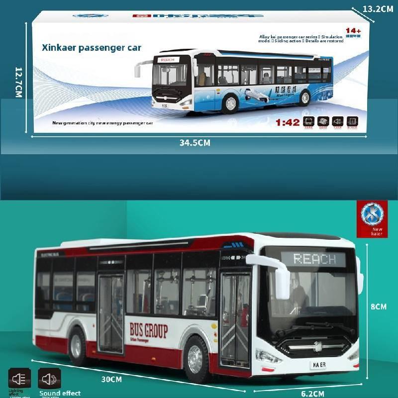 Model Bus Alloy Toy With Sound Light And Opening Windows For Children Play