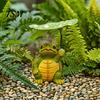 Outdoor Yard Decor 3Pcs/Set Mini Animal Statues, Frog Elephant And Turtle Figurines with Leaf Hand Painted Resin Crafts Umbrella, Miniature