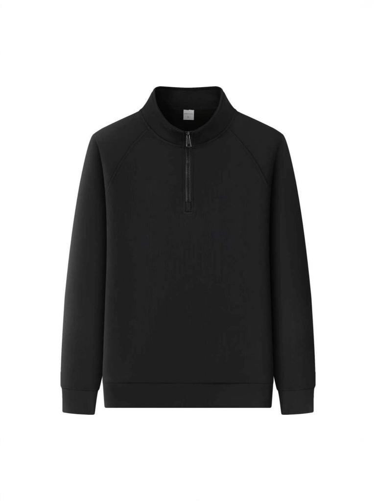 2025 Men's Trendy Zipper Stand Collar Sweatshirt - Spring/Autumn Solid Color