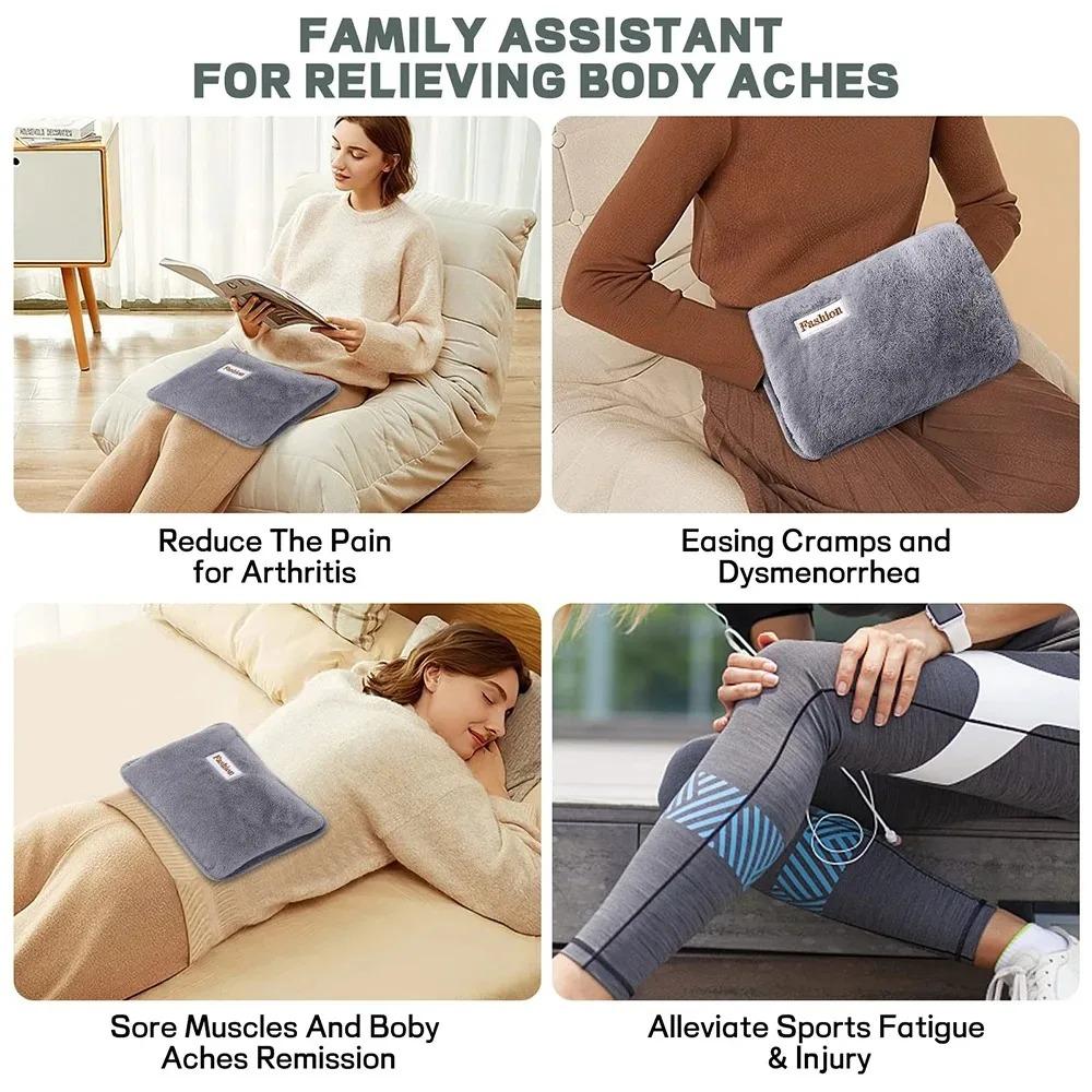 Rechargeable Hot Water Bottle Hot Water Bottle with Plush Cover Relieve Neck Shoulder Hands Feet and Get Rid of Cold