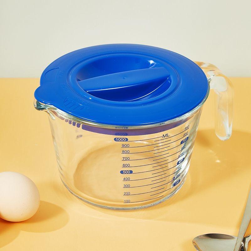 1000ml Glass with Lid, Graduated Measuring Cup, Microwave Heating, Heat-resistant Baking Cup, Household Large Capacity