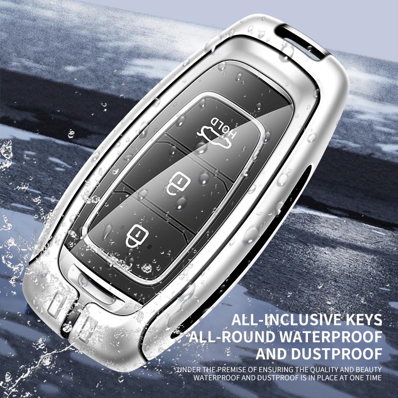 Metal Leather Car Key Case Cover Shell for Hyundai Santa I30 IX35 Encino Kona Solaris Accent Fe Azera Grandeur Elantra Accessory
